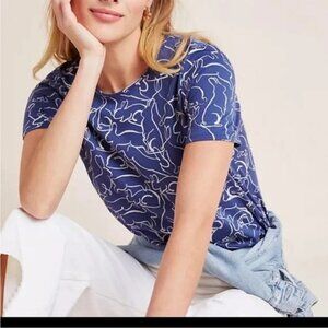 ANTHROPOLOGIE NAVY RABBIT BUNNY TEE SIZE M